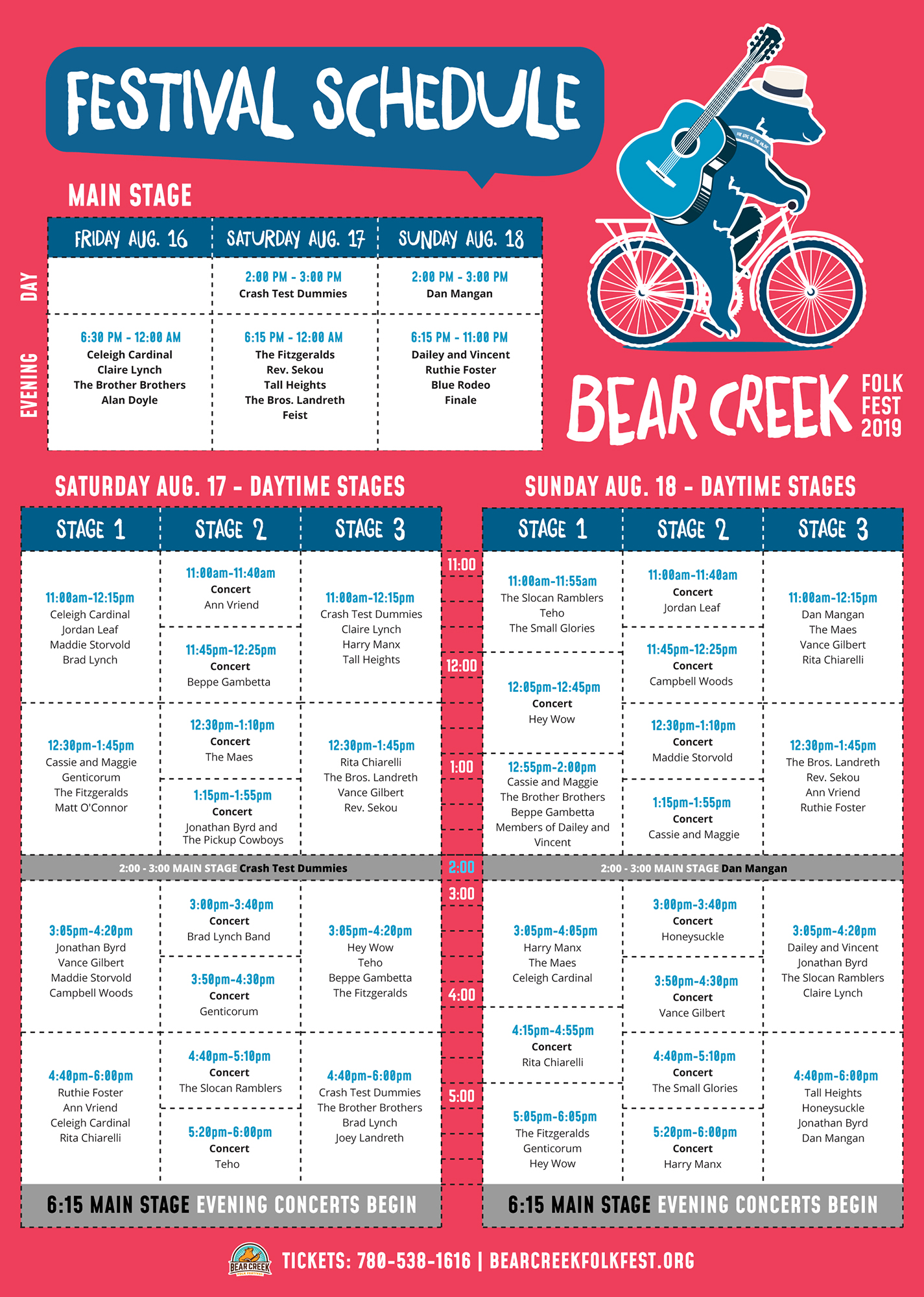 Schedule Bear Creek Folk Festival
