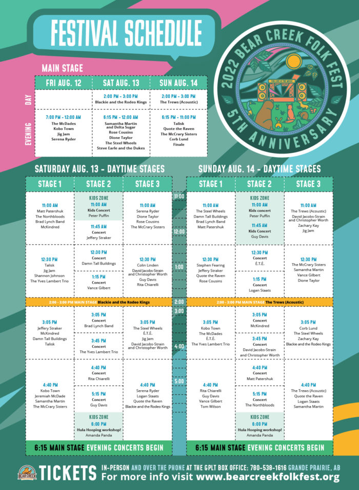 Schedule Bear Creek Folk Festival