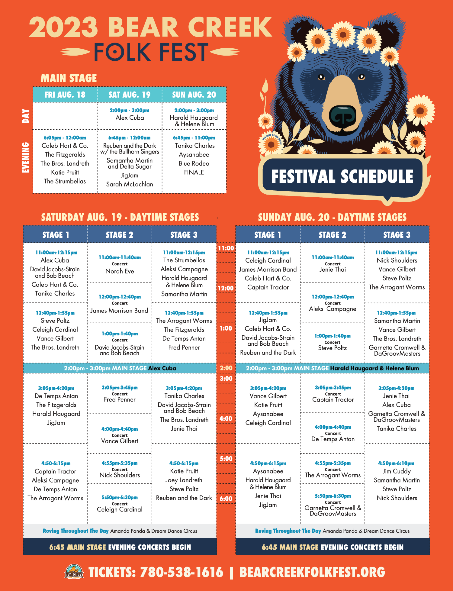 Schedule Bear Creek Folk Festival